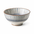 Bol 20 cm en céramique blanc et bleu à motif rayé pour repas