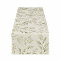 Chemin de table 40 x 180 cm en tissu beige et vert à motif végétal style naturel
