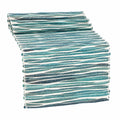 Chemin de table 140 x 40 cm textile tissé bleu vert blanc à rayures