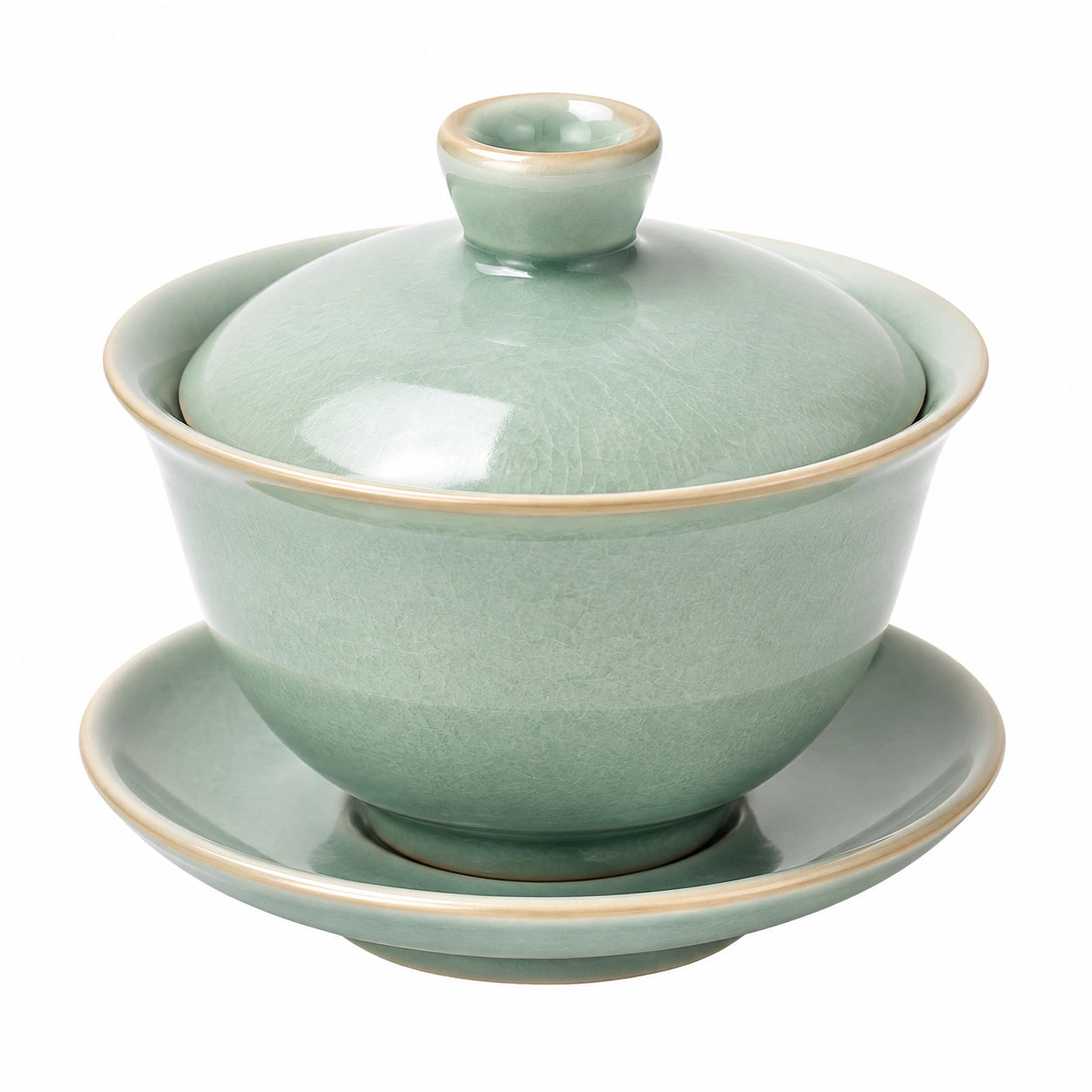 Gaiwan 150 ml en céramique vert céladon avec couvercle et soucoupe pour thé