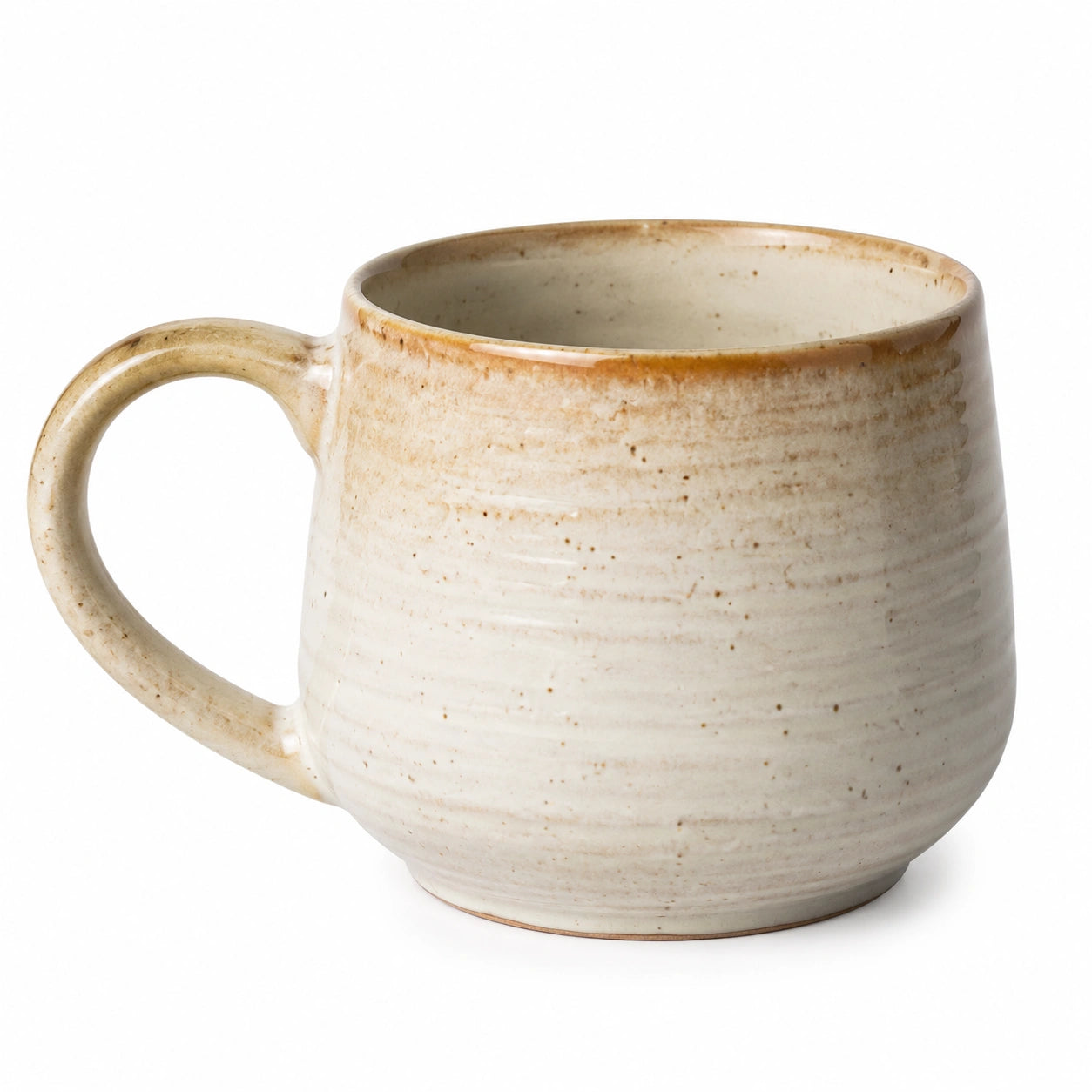 Mug 450 ml en céramique beige style rustique avec anse