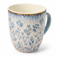 Mug 400 ml en céramique beige et bleu à motif floral