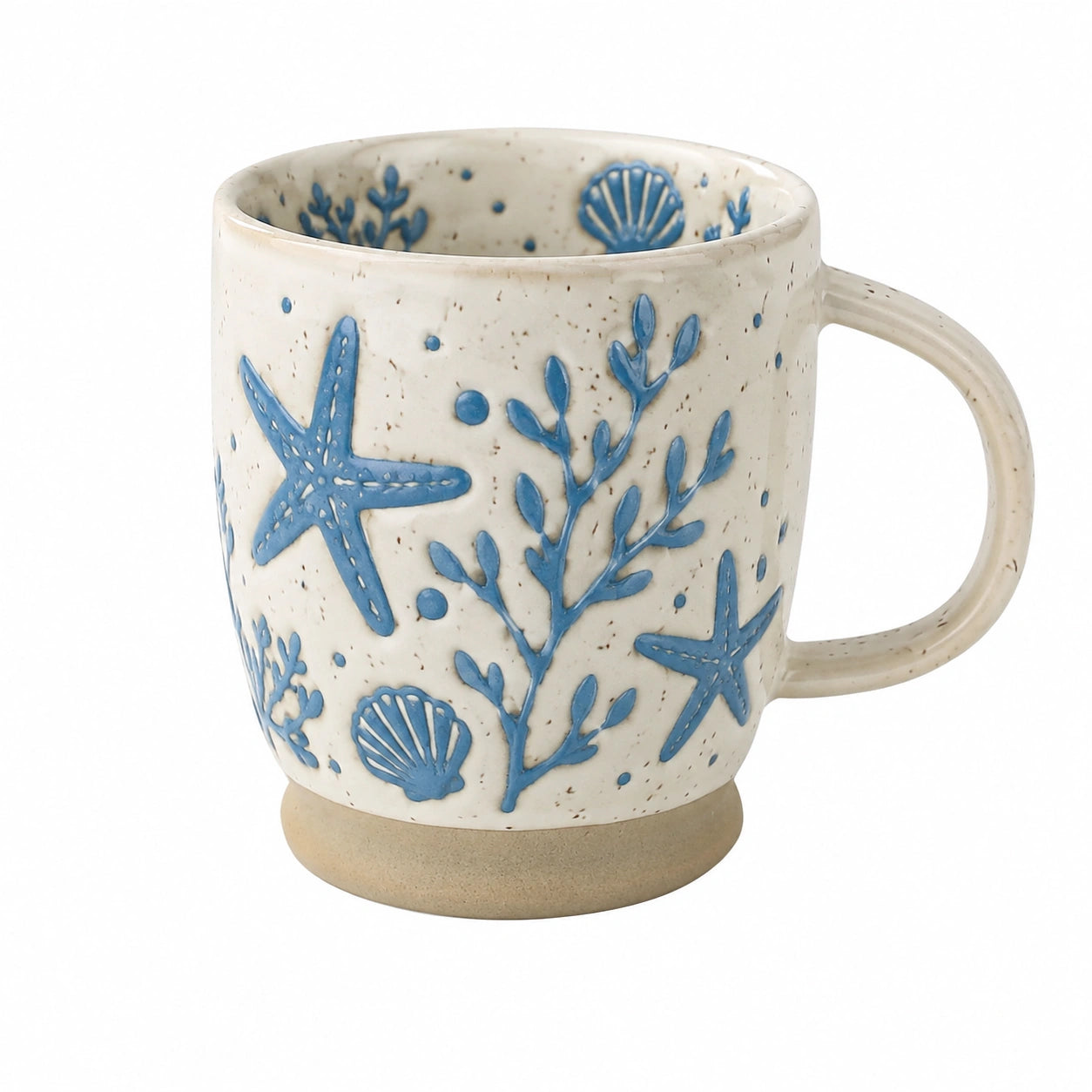Mug en céramique 350 ml blanc et bleu à motifs marins