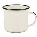 Mug 350 ml en céramique beige et vert foncé - poignée et bord émaillés