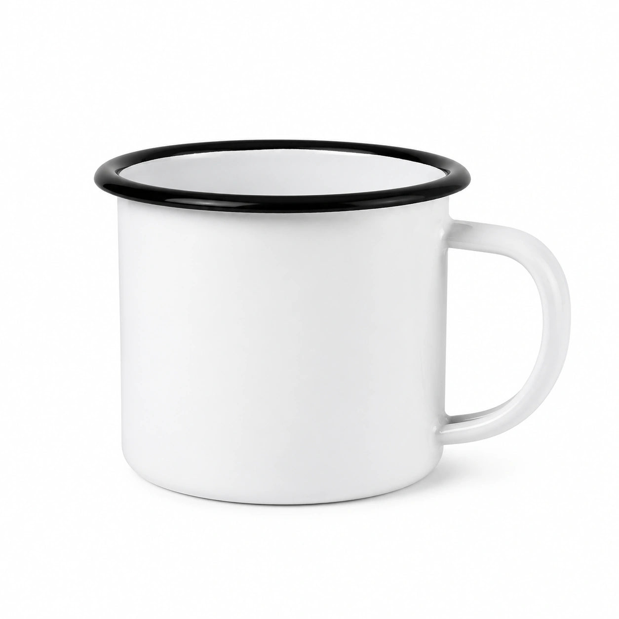 Tasse émaillée 350 ml blanche et noire pour boissons chaudes style rétro