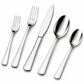 Couverts de table 5 pièces en acier inoxydable argenté finition miroir