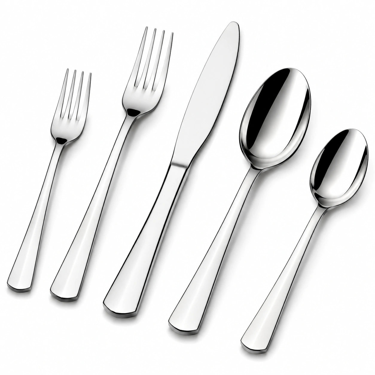Couverts de table 5 pièces en acier inoxydable argenté finition miroir