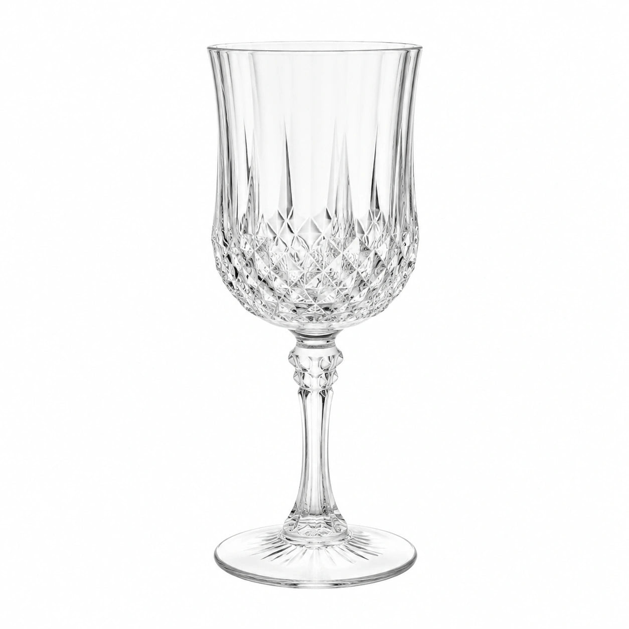 Verre à vin sur pied 300 ml en verre transparent à motif géométrique style classique